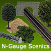N-Gauge Scenery - Javis, Noch Tunnels, Walls, Tress, Bushes.